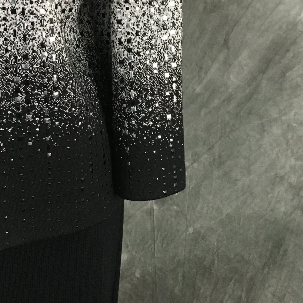 BEAUTIFUL st john knit black silver shimmer embellished evening skirt suit 8 - Picture 6 of 10